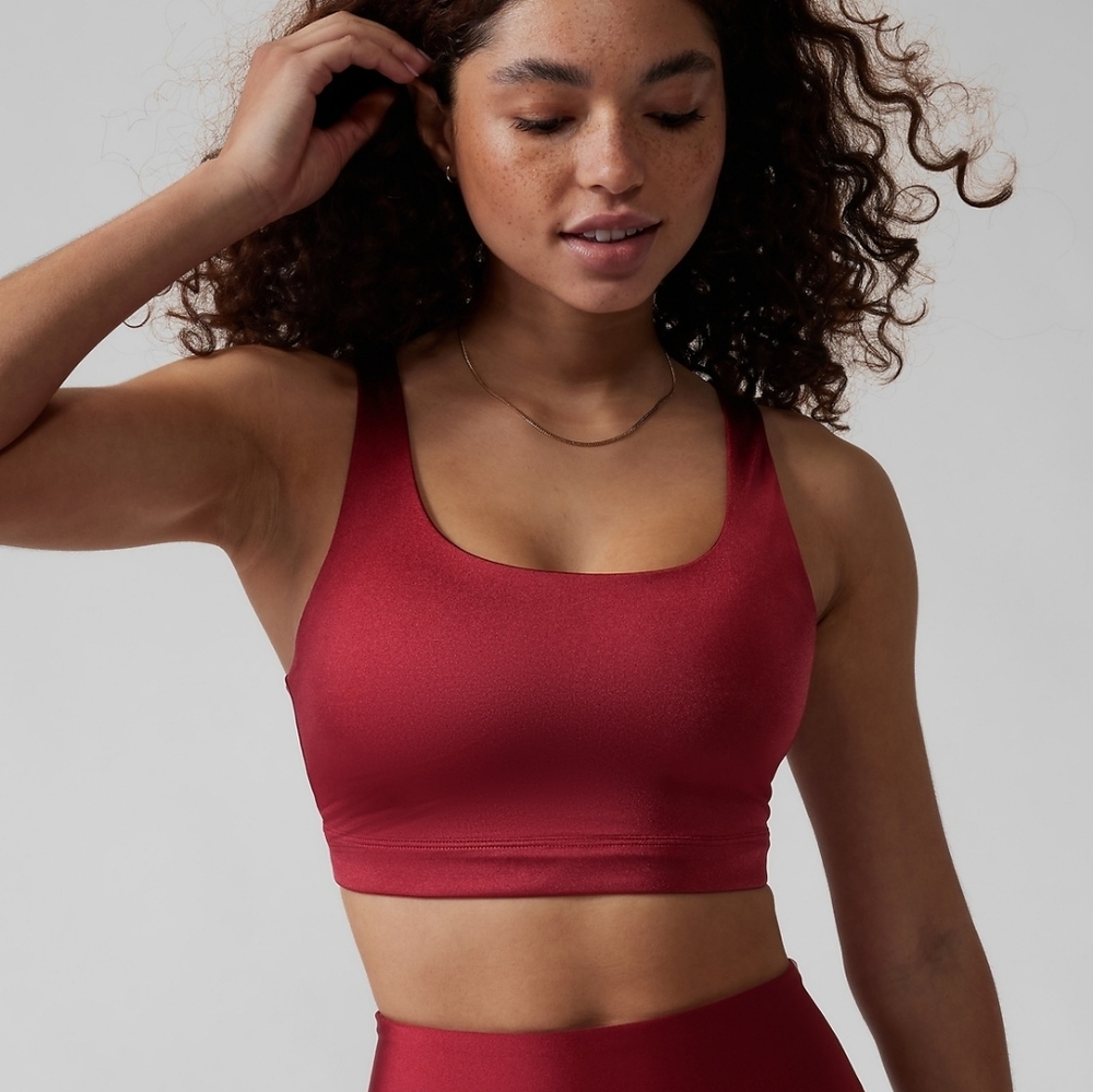 ATHLETA 🦋 Exhale Shine Bra Fuchsia Pink - 1X D-DD Wide Strap Comfort NEW